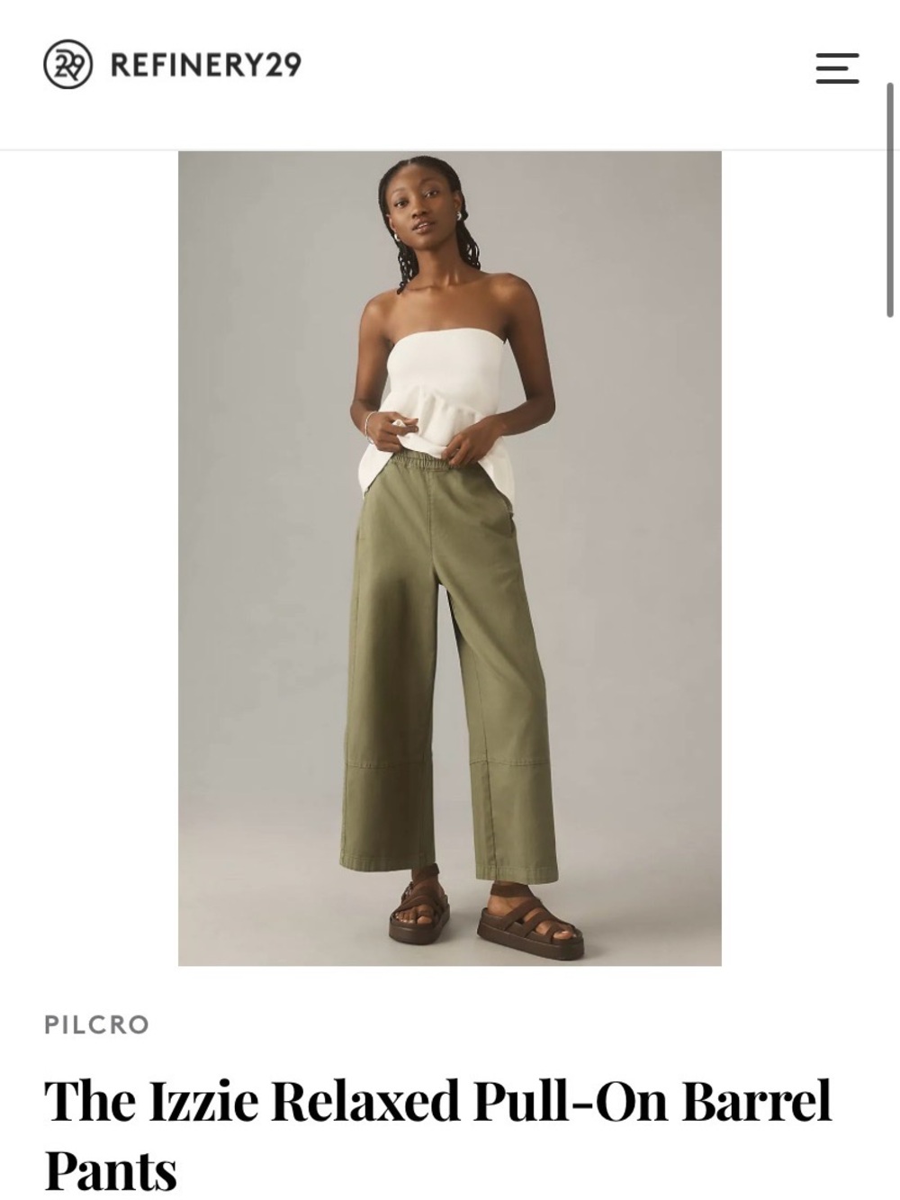 Pilcro Olive Wide-Leg Utility Pants